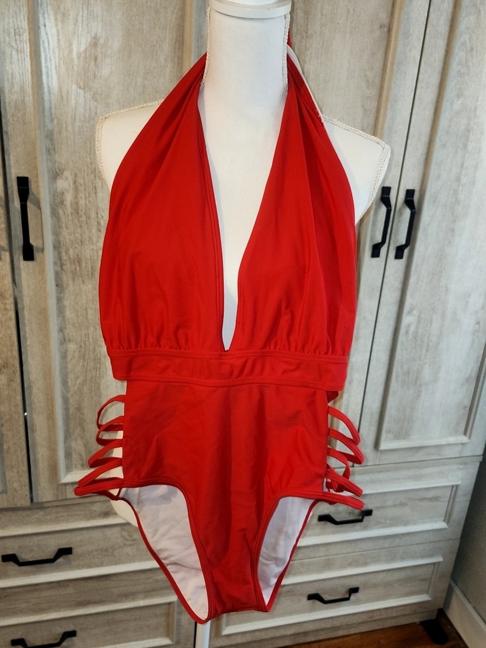 Red Halter One-Piece Swimsuit for Kids
